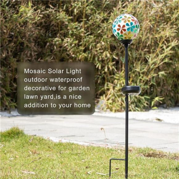 Mosaic Solar Lights Outdoor Decor Pathway Light Waterproof LED Stake Light - Picture 3 of 8